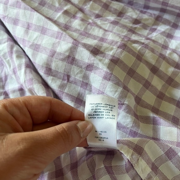 Charles Tyrwhitt Lavender & White Checkered Button Down Collar Shirt - Picture 7 of 7